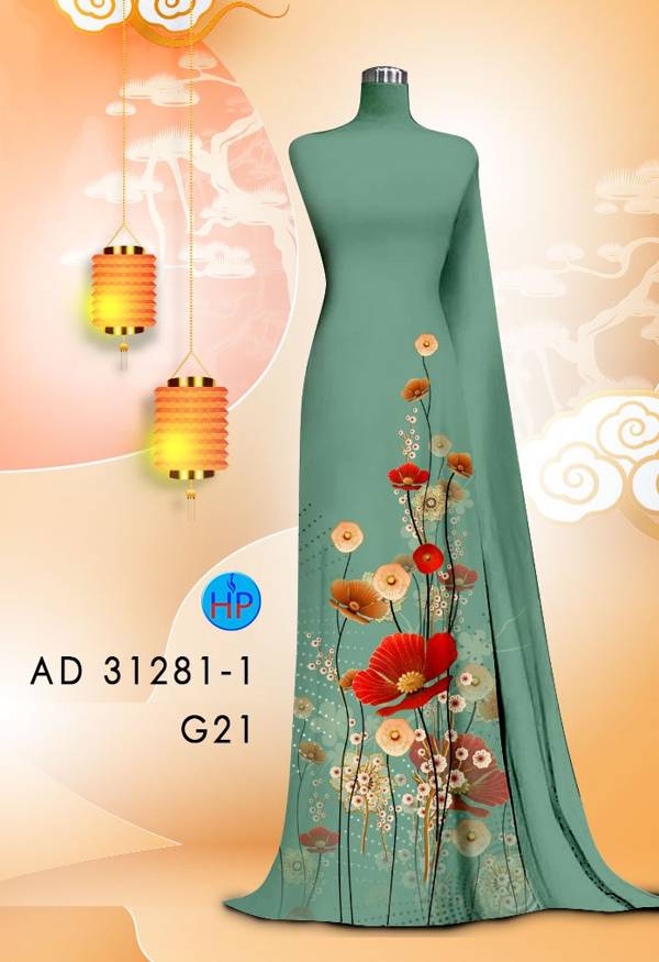 Vải Áo Dài Hoa In 3D AD 31281 8
